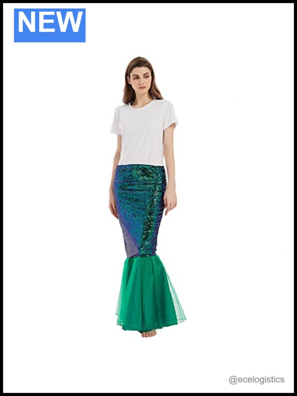 Mermaid Tail Costume Sequin Maxi Skirt Dress Cosplay Halloween Party